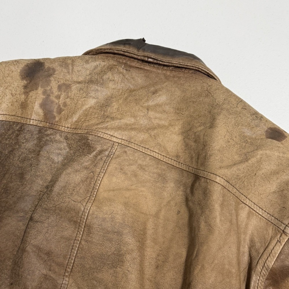 G-III Leather Flight Jacket Mens S Brown Good Vintage Distressed Bomber Aviator - Picture 8 of 9